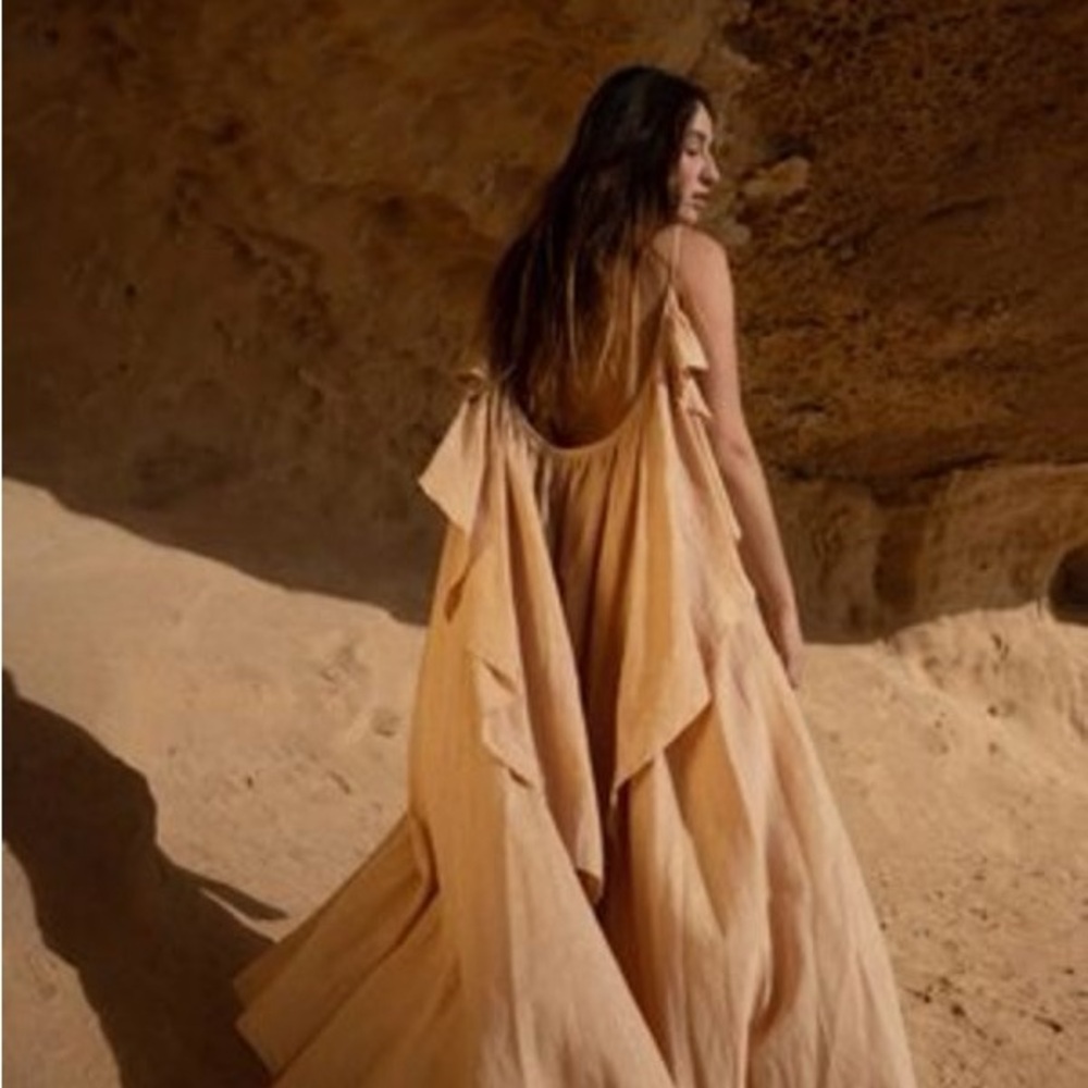 Perfect Nomad Syros Dress • Sand • Organic Handwoven Cotton • One Size